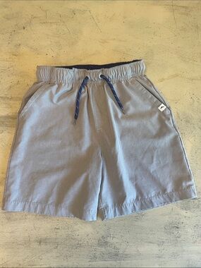 Tommy Bahama Light Gray Drawstring Kids Shorts with Navy Accents
